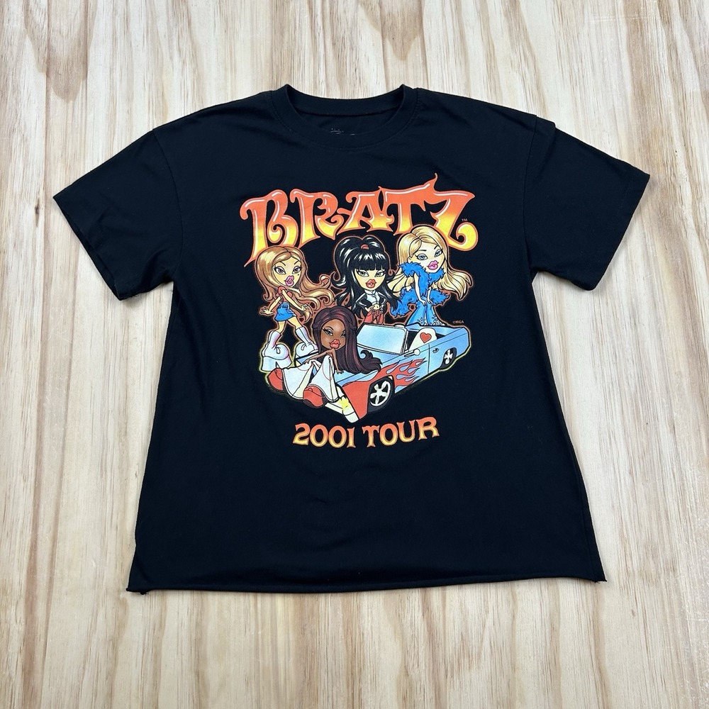 Bratz 2001 Tour Women's Small Black Crop T Shirt Short Sleeve Y2K Vintage